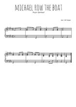 Téléchargez l'arrangement pour piano de la partition de Michael row the boat en PDF